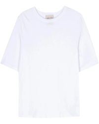 Semicouture - Weißes baumwoll-t-shirt mit logo-druck - Lyst