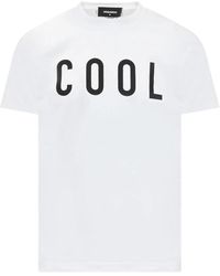 DSquared² - Weißes regular fit baumwoll t-shirt - Lyst