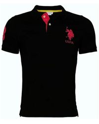 U.S. POLO ASSN. - Schwarzes Baumwoll-T-Shirt Mit Logo - Lyst
