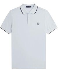 Fred Perry - Tops ,Blauw ,Katoen Klassieke Polo Met Dubbele Streep - Lyst