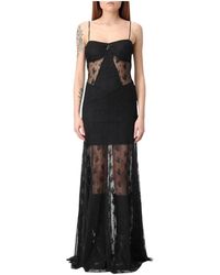 Aniye By - Kleedjes ,Zwart ,Tule Zwarte Kant Maxi Jurk Sheer Overlay - Lyst