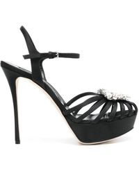 Sergio Rossi - Schwarze Sandalen Mit Schnalle, Plateau Und Stilettoabsatz - Lyst