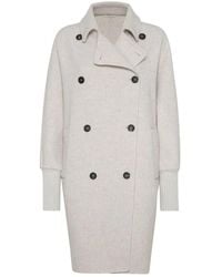 Brunello Cucinelli - Double Breasted Coat - Lyst