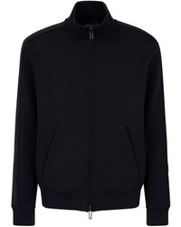 Emporio Armani - Logo Zip Hoodie Baumwollmischung - Lyst