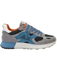 Sun 68 - Grijze Suède Sneakers Met Zwarte Details - Lyst