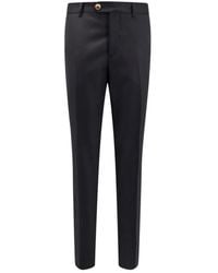 Brunello Cucinelli - Pantaloni neri in lana con chiusura a zip e bottoni - Lyst
