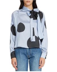 Silvian Heach - Blauwe Polka Dot Oversized Blouse - Lyst