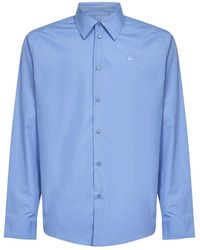 Burberry - Overhemden ,Blauw ,Katoen Regular Fit Katoen Poplin Overhemd - Lyst