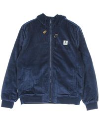 Element - Blauwe Corduroy Gewatteerde Jas Met Sherpa Voering - Lyst