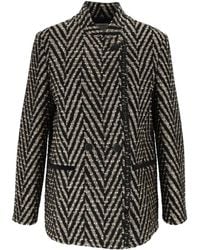 forte_forte - Chevron Jacquard Oversized Jas - Lyst