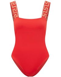 Versace - Badmode ,Rood ,Nylon Econyl Badpak Uit Één Stuk - Lyst