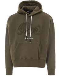 Palm Angels - Hoodies & Sweatvesten ,Groen ,Katoen Sweatshirt Met Capuchon Van Katoen - Lyst