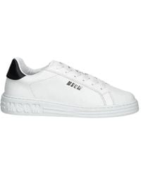 MSGM - Schoenen ,Wit ,Leer Platform Leren Sneakers - Lyst