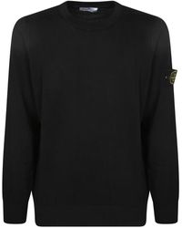 Stone Island - Zwarte Katoenen Trui Met Lange Mouwen - Lyst