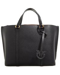 Pinko - Klassische schwarze leder shopper tasche - Lyst