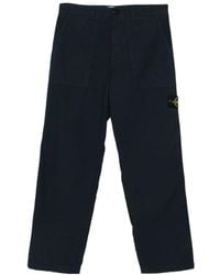 Stone Island - Blaue Hose Mit Abzeichen Und Taschen - Lyst