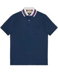 Gucci - Polo shirt in cotone blu navy - Lyst
