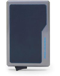 Piquadro - Accessoires ,Blauw ,Leer Mag Safe Pop-Up Kaarthouder - Lyst