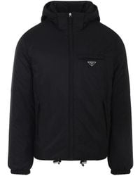 Prada - Jassen ,Zwart ,Nylon Zwarte Re-Nylon Donsjack Winterjas - Lyst
