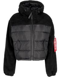Alpha Industries - Jassen ,Zwart ,Polyester Zwarte Teddy Puffer Sherpa Jas - Lyst