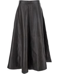 Rohe - Bordeaux Leder A-Linie Rock - Lyst