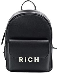 John Richmond - Mochila Negra De Mujer Con Logo Plateado, Mujer, Talla - Lyst