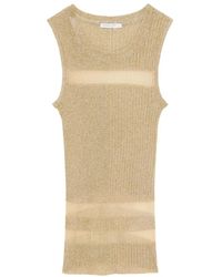 Patrizia Pepe - Golden Glamour Top Met Ronde Hals - Lyst