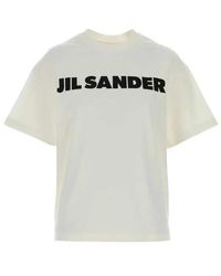 Jil Sander - Tops ,Wit ,Katoen Cotton Crew-Neck T-Shirt - Lyst