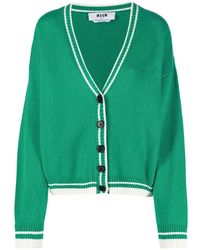MSGM - Grüner woll-kaschmir-cardigan - Lyst