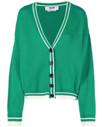 MSGM - Truien & Vesten ,Groen ,Wol Groene Wol Kasjmier Casual Cardigan - Lyst