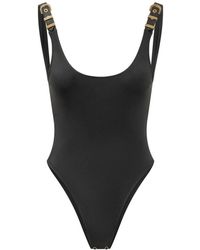 Versace - Badmode ,Zwart ,Leer Bodysuit - Lyst