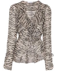 Patrizia Pepe - Zebra print transparente bluse mit lurex detail - Lyst