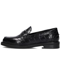 Stefano Lauran - Schoenen ,Zwart ,Wol Zwarte Leren Loafers Voor Vrouwen - Lyst