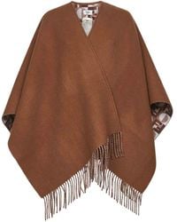 Fendi - Jassen ,Bruin ,Wol Omkeerbare Wollen En Kasjmier Fringed Jacket - Lyst