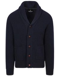 Barbour - Truien & Vesten ,Blauw ,Wol Hartland Wool Cardigan - Lyst