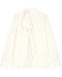 Givenchy - Overhemden ,Gedrapeerde Blouse Met Strik - Lyst