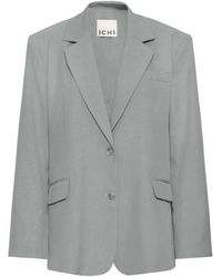 Ichi - Jassen ,Grijs ,Leer Blazers - Lyst