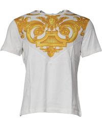 Versace - Tops ,Wit ,Katoen Medusa Print Cotton Crew Neck T-Shirt - Lyst