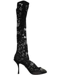 Dolce & Gabbana - Black Pumps Taormina Lace Socks Boots Shoes - Lyst