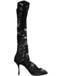 Dolce & Gabbana - Black Pumps Taormina Lace Socks Boots Shoes - Lyst
