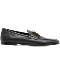 Dolce & Gabbana - Schwarze flache schuhe mit ciabatta-logo - Lyst