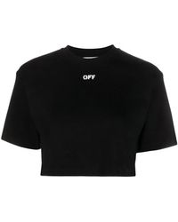 Off-White c/o Virgil Abloh - Maglietta nera a coste con stampa logo - Lyst
