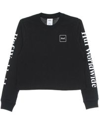 Huf - Tops ,Zwart ,Katoen Long Sleeve Crew Neck Crop Top T-Shirt - Lyst