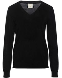 Heartmade - Truien & Vesten ,Zwart ,Wol Zwarte Gebreide Trui Met V-Hals - Lyst