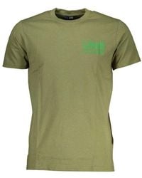 Roberto Cavalli - Groene Katoenen T-Shirt Met Bedrukt Ontwerp - Lyst