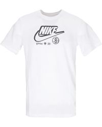 Nike - Fitness ,Wit ,Katoen Brooklyn Nets Logo Tee Wit - Lyst