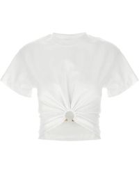 Rabanne - Tops ,Wit ,Katoen T-Shirt Met Piercing - Lyst