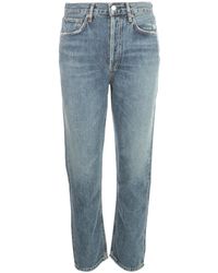 Agolde Riley Cropped High Waisted Jeans - Blauw