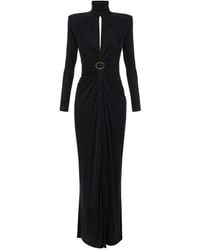 Elisabetta Franchi - Schwarze Kleider Mit Gepolsterten Trägern - Lyst