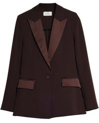 ViCOLO - Jassen ,Bruin ,Satijn Single-Breasted Jas Met Satijndetails - Lyst